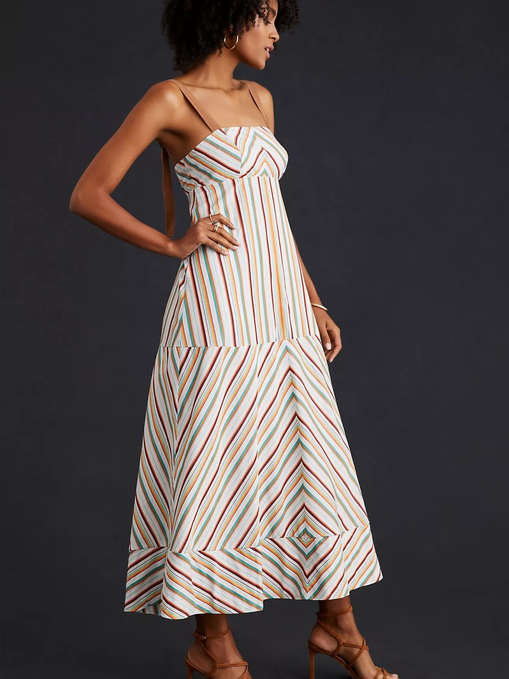 NWT Anthropologie Maeve Square Neck Striped Midi Dress